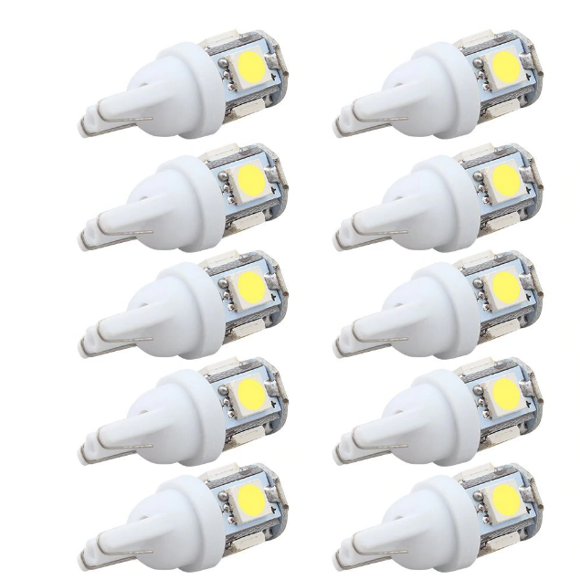 2PCS T10 LED Car Dome Lights – 12V DC Super Bright 5050 SMD, White 194 168 W5W Bulbs for Parking, Clearance, Auto Interior