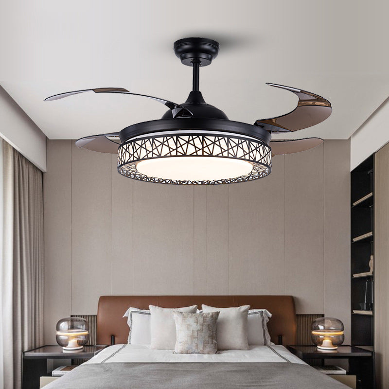 42" Invisible Ceiling Fan Light – Modern Bird Nest Design, LED with Remote Control, Quiet DC 30W Motor, Minimalist AC 110V