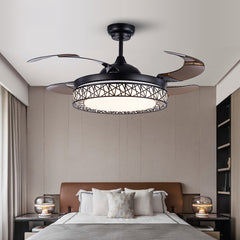 42" Invisible Ceiling Fan Light – Modern Bird Nest Design, LED with Remote Control, Quiet DC 30W Motor, Minimalist AC 110V