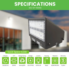 80W or 100W or 150W LED Full Cut Off Wall Pack Light AC 100-277V CCT 5000K With Photocell