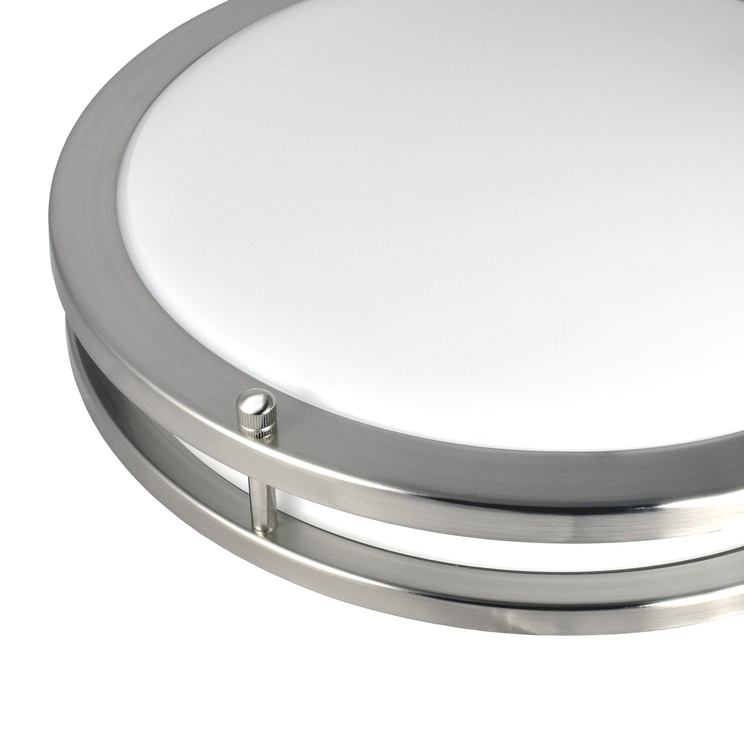 14" LED Flush Mount Ceiling Light, 20W, 1400 Lumens, 3CCT Selectable, Brushed Nickel Finish, ETL Listed