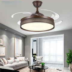 Modern Black Ceiling Fan with Light #1962 – 42" LED, Remote Control, Retractable Blades, DC 30W Motor, 36W*2 LED, AC 110V