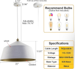 22-Inch Modern Pendant Light – White & Gold Adjustable Fixture with Ice Pattern – Stylish Ceiling Lighting