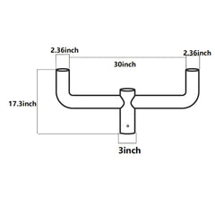 180 Degree Round Double Bullhorn Tenon for 2 fixtures |