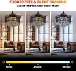 Crystal Ceiling Fan with Lights #1961 – 42” Retractable Blades, Remote, 6-Speed Dimmable Chandelier for Bedroom or Living Room