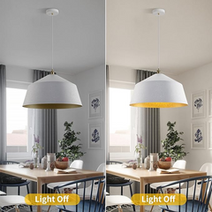 22-Inch Modern Pendant Light – White & Gold Adjustable Fixture with Ice Pattern – Stylish Ceiling Lighting