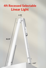 4ft LED Recessed Linear Light, 40/35/30/25/20W, Selectable Wattage & CCT
