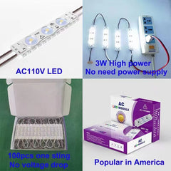 3W LED Module, 120V, Cool White, Warm White, Red, Green, Blue, Purple Options, Sign Lighting Module
