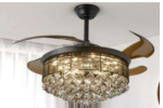 Crystal Ceiling Fan with Lights #1961 – 42” Retractable Blades, Remote, 6-Speed Dimmable Chandelier for Bedroom or Living Room