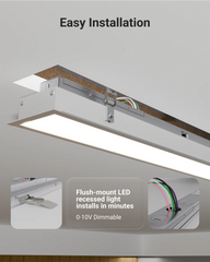 4ft LED Recessed Linear Light, 40/35/30/25/20W, Selectable Wattage & CCT