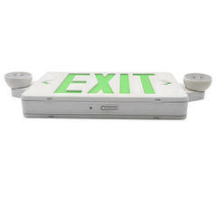Green LED Exit Sign with Battery Backup – Combo Emergency Light, Adjustable Heads | Model LS-ES007SG