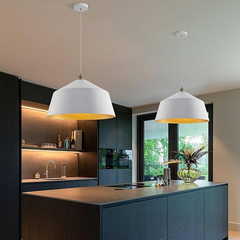 22-Inch Modern Pendant Light – White & Gold Adjustable Fixture with Ice Pattern – Stylish Ceiling Lighting