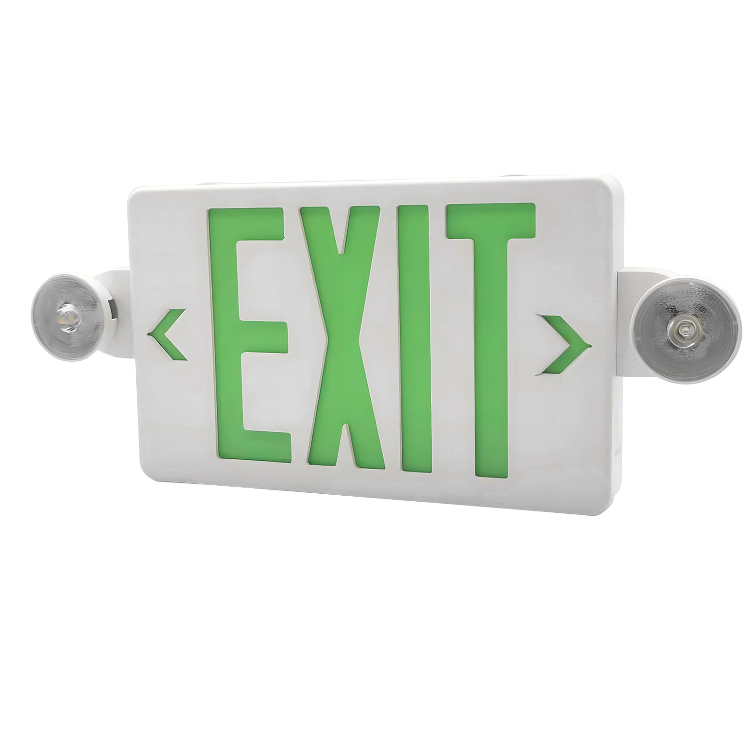 Green LED Exit Sign with Battery Backup – Combo Emergency Light, Adjustable Heads | Model LS-ES007SG