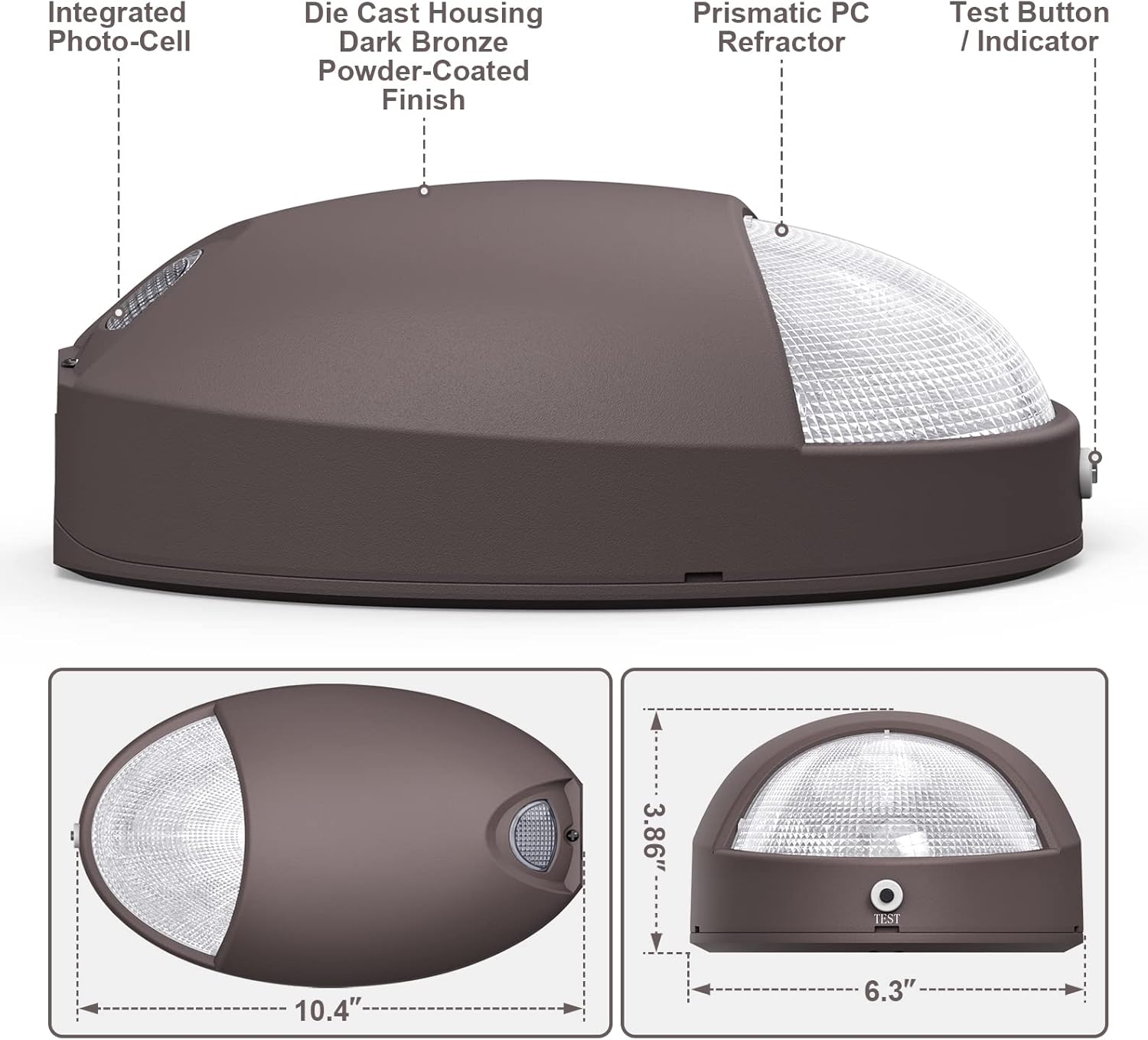 12W Oval Emergency Wall Pack with 90mins Emergency backup battery & Photocell Led Plus
