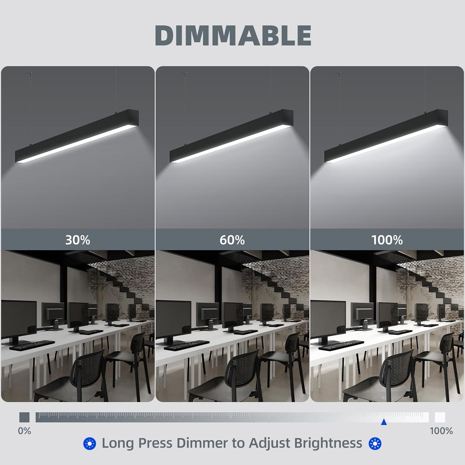 4FT Linear Light BAR with Remote,45W,3000K to 6000K,4 Packs,Black Led Plus