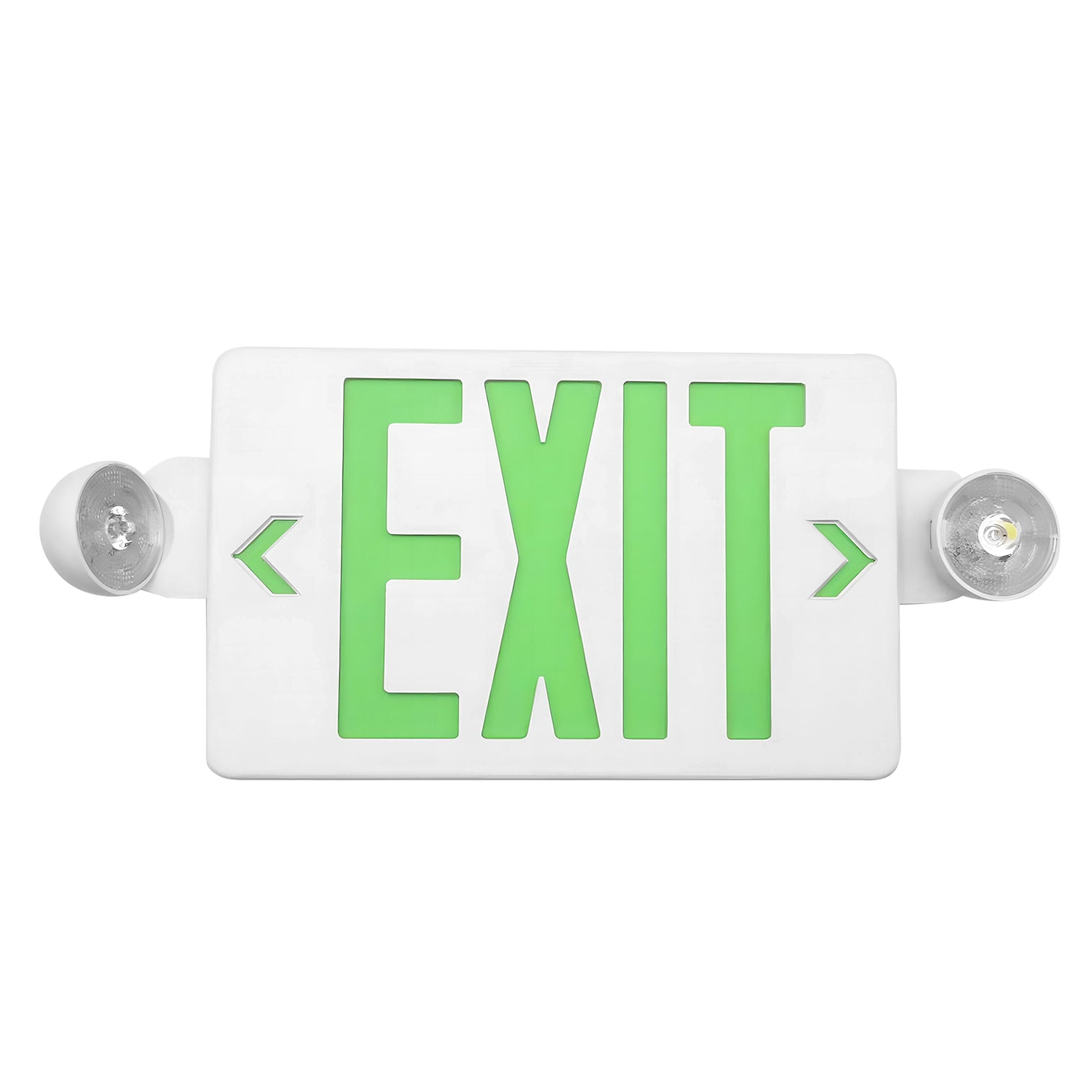 Green LED Exit Sign with Battery Backup – Combo Emergency Light, Adjustable Heads | Model LS-ES007SG