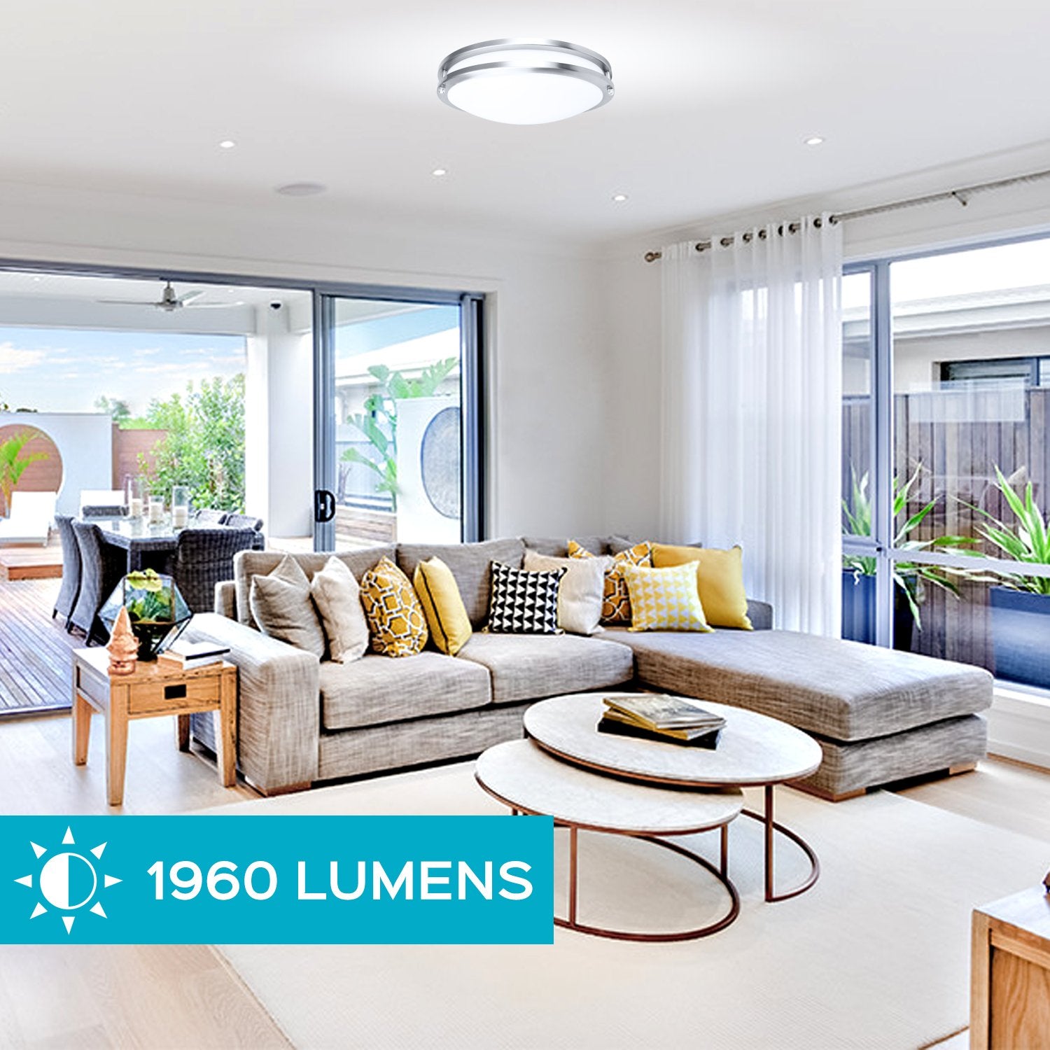 14" LED Flush Mount Ceiling Light, 20W, 1400 Lumens, 3CCT Selectable, Brushed Nickel Finish, ETL Listed