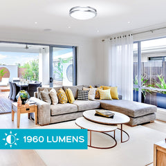 14" LED Flush Mount Ceiling Light, 20W, 1400 Lumens, 3CCT Selectable, Brushed Nickel Finish, ETL Listed