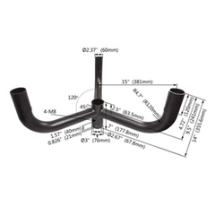 Triple Bullhorn Tenon Adaptor, 120° Round Mount for 3 Fixtures, Pole Light Bracket | BH3N3H-2