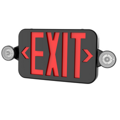 Black Exit Sign Light with Two Adjustable Heads, Combo LED Emergency Sign | LS-ES007SR-B