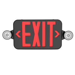 Black Exit Sign Light with Two Adjustable Heads, Combo LED Emergency Sign | LS-ES007SR-B