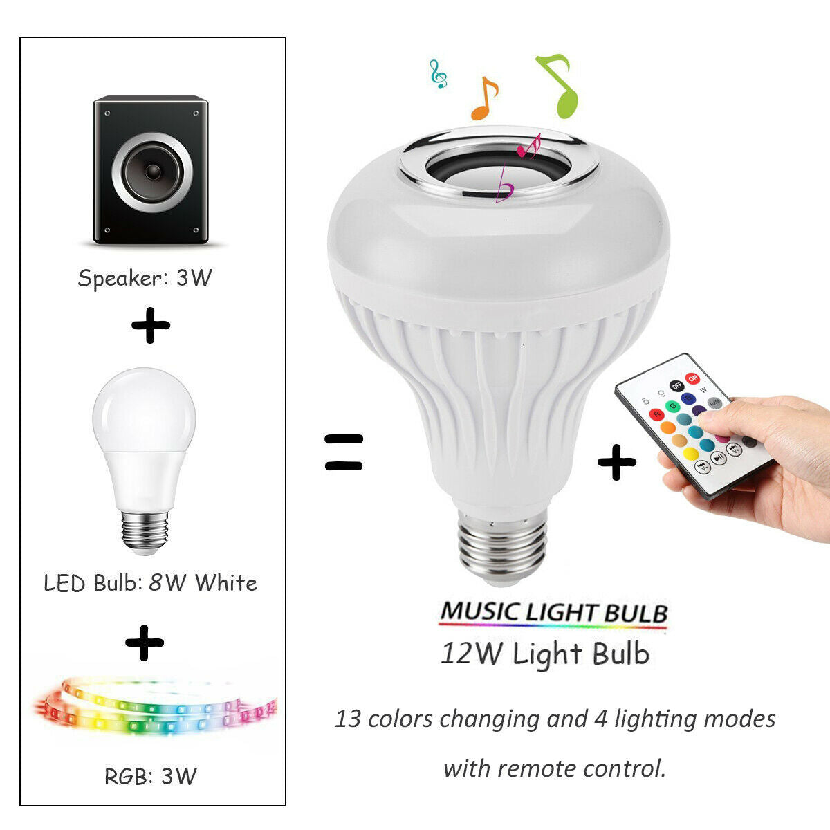 RGB LED Smart Bulb with Bluetooth Speaker | Music Sync Light | Color Changing Bulb