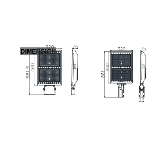 300W LED Flood Light/Area Light, 43500 Lumens, 5700K, FM Mount, Outdoor Security Lighting