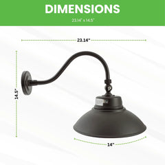 LED Gooseneck Barn Light - 35W - 5000K-Swivel Head - Black