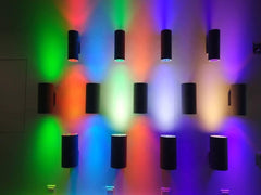 2x36W (72W) Up & Down Led Wall Scone RGB IP65 with Remote (Round) Led Plus