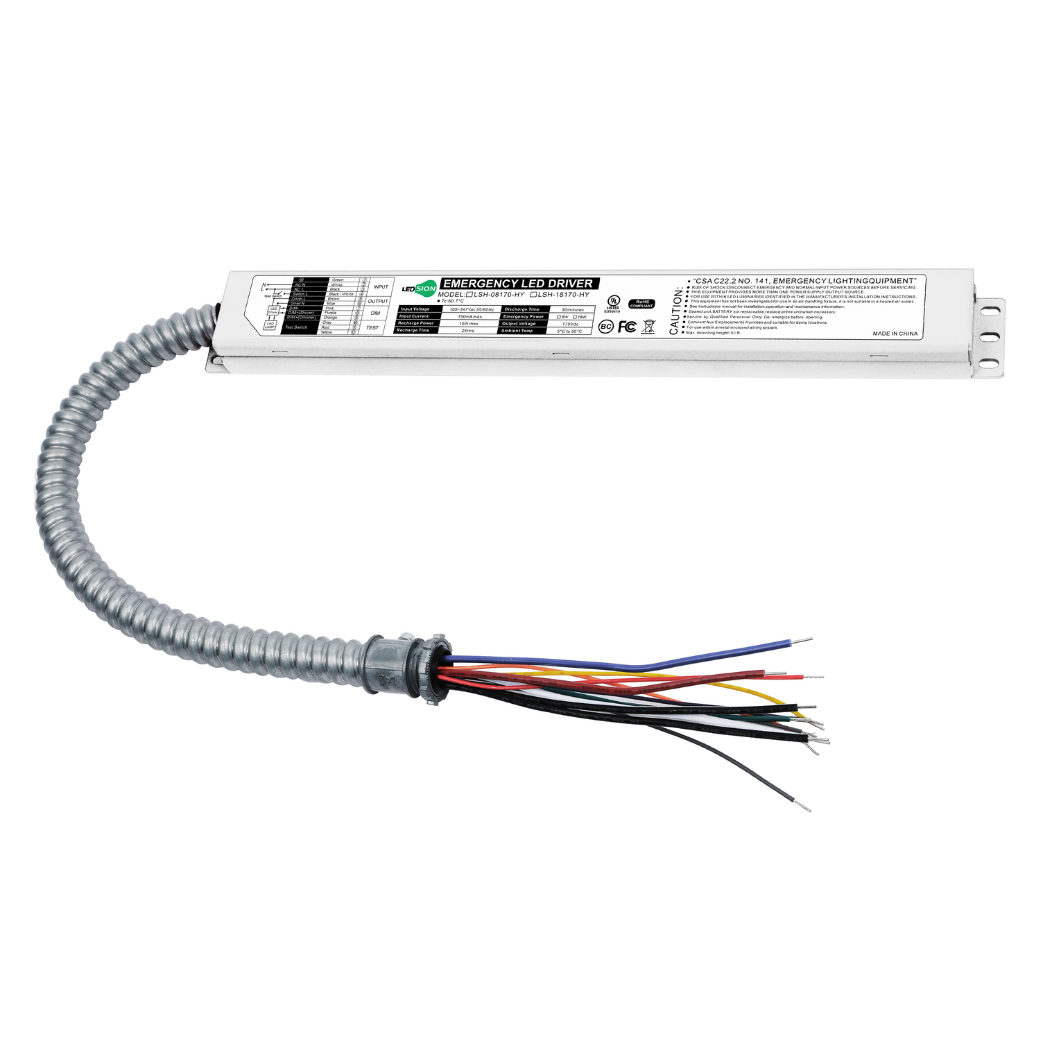 8W LED Emergency Driver Battery Backup, AC 100–347V | Emergency Lighting Power Supply