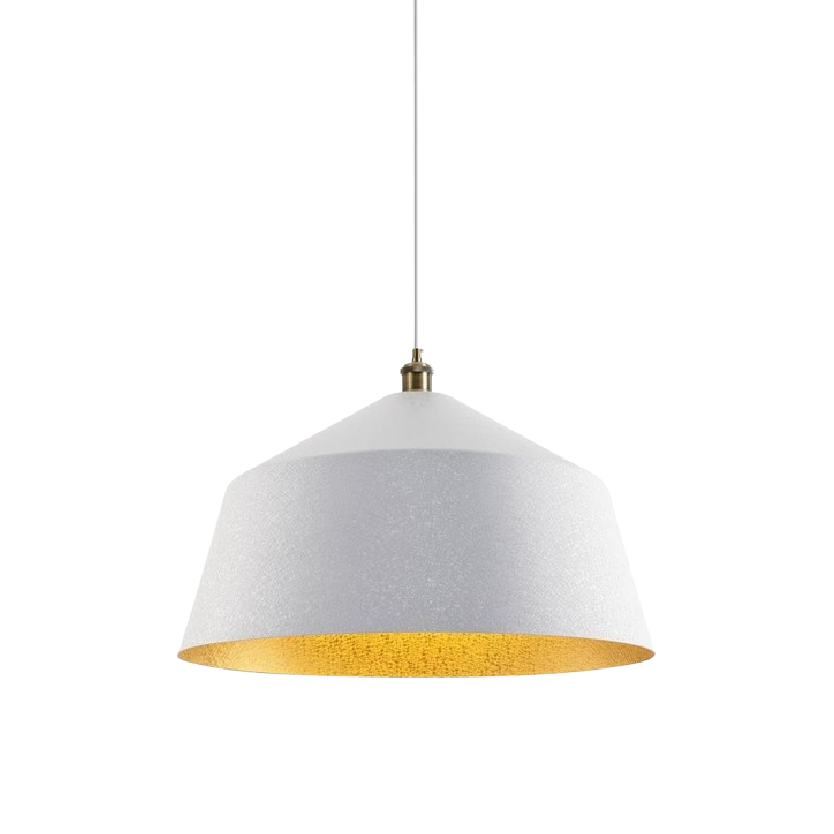 22-Inch Modern Pendant Light – White & Gold Adjustable Fixture with Ice Pattern – Stylish Ceiling Lighting