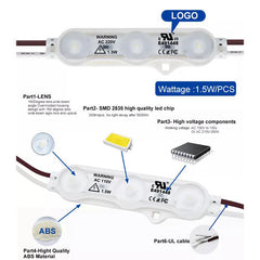 1.5W LED Module 2835 Epistar, 120V, Colors: Cool White, Green, Red, Blue, Warm White, Sign Lighting