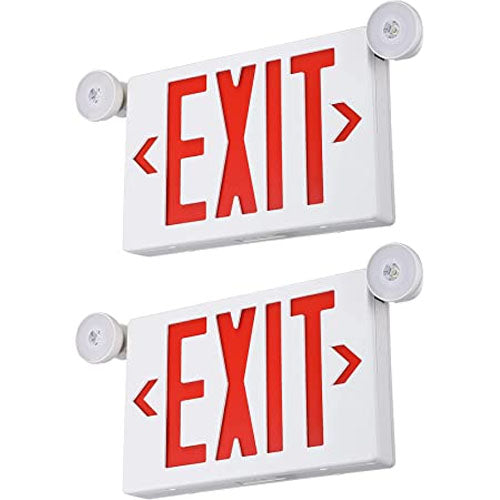 Slim Red LED Exit Sign Combo Light | New Style Emergency Lighting | Wall Mount