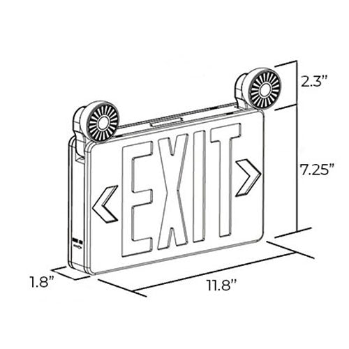 Slim Red LED Exit Sign Combo Light | New Style Emergency Lighting | Wall Mount