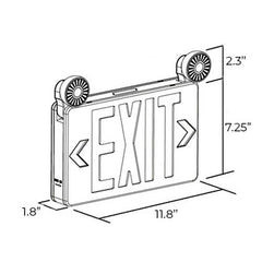 Slim Red LED Exit Sign Combo Light | New Style Emergency Lighting | Wall Mount