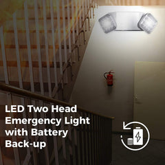 LED Emergency Light with Two Square Heads | UL Listed | Backup Lighting Fixture