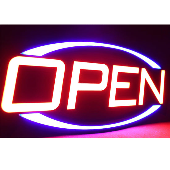 LED Open Sign | 22W Red & Blue Display | 31" x 16" | Bright Business Window Sign