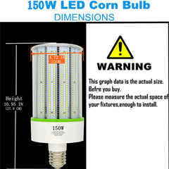 150W LED Corn Light Bulb | E39 Base | 5700K Daylight | Retrofit High Bay Area Lighting