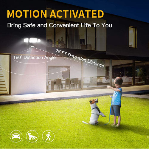 40W LED Triple Head Motion Security Light | Outdoor Flood Light | Adjustable Sensor