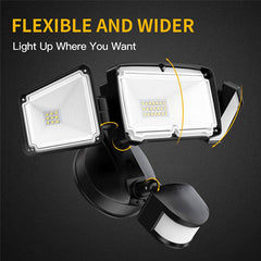 40W LED Triple Head Motion Security Light | Outdoor Flood Light | Adjustable Sensor