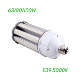 Adjustable LED Corn Bulb, 63W/80W/100W, E39 Mogul Base, 5000K, IP64 Waterproof, UL Listed Industrial Light
