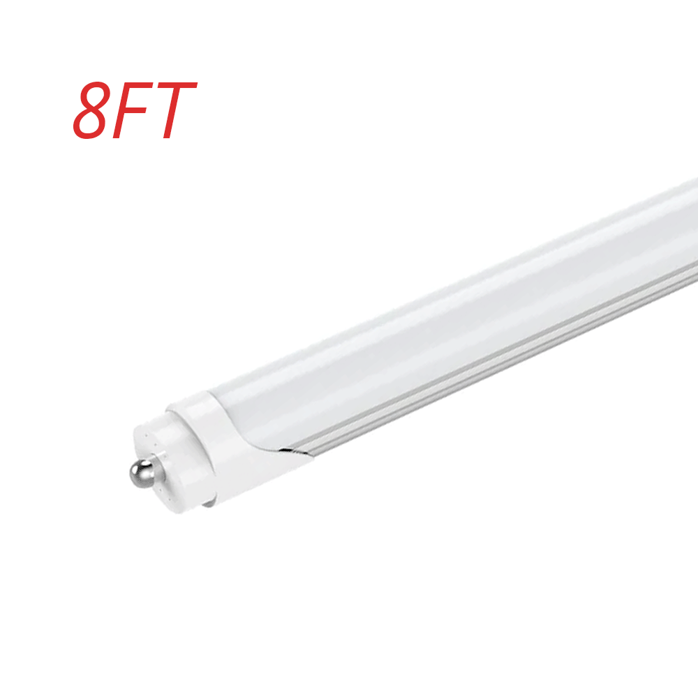 8FT T8 LED Tube Light 60W, FA8 Base, Clear/Frosted/Striped Lens, 6500K, Ballast Bypass, ETL Listed