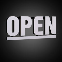 Bright White LED Open Sign with RGB Underline – 30x12? Frosted Lens, Full-Color Spectrum Display