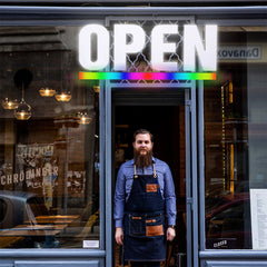 Bright White LED Open Sign with RGB Underline – 30x12? Frosted Lens, Full-Color Spectrum Display