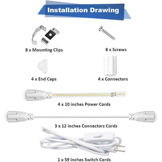 T5 Integrated LED Tube Light | 3ft 14W Fixture | Clear Lens Strip Lighting