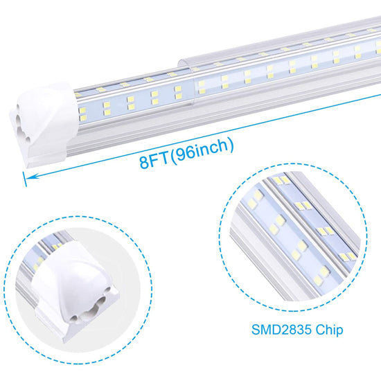 60W T5 Integrated LED Tube Light, 8FT, Stripy Cover, Plug-and-Play Fixture