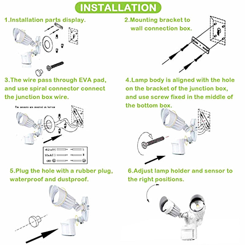 20W LED Double Head Motion Security Light | Outdoor Sensor Flood Light | Waterproof