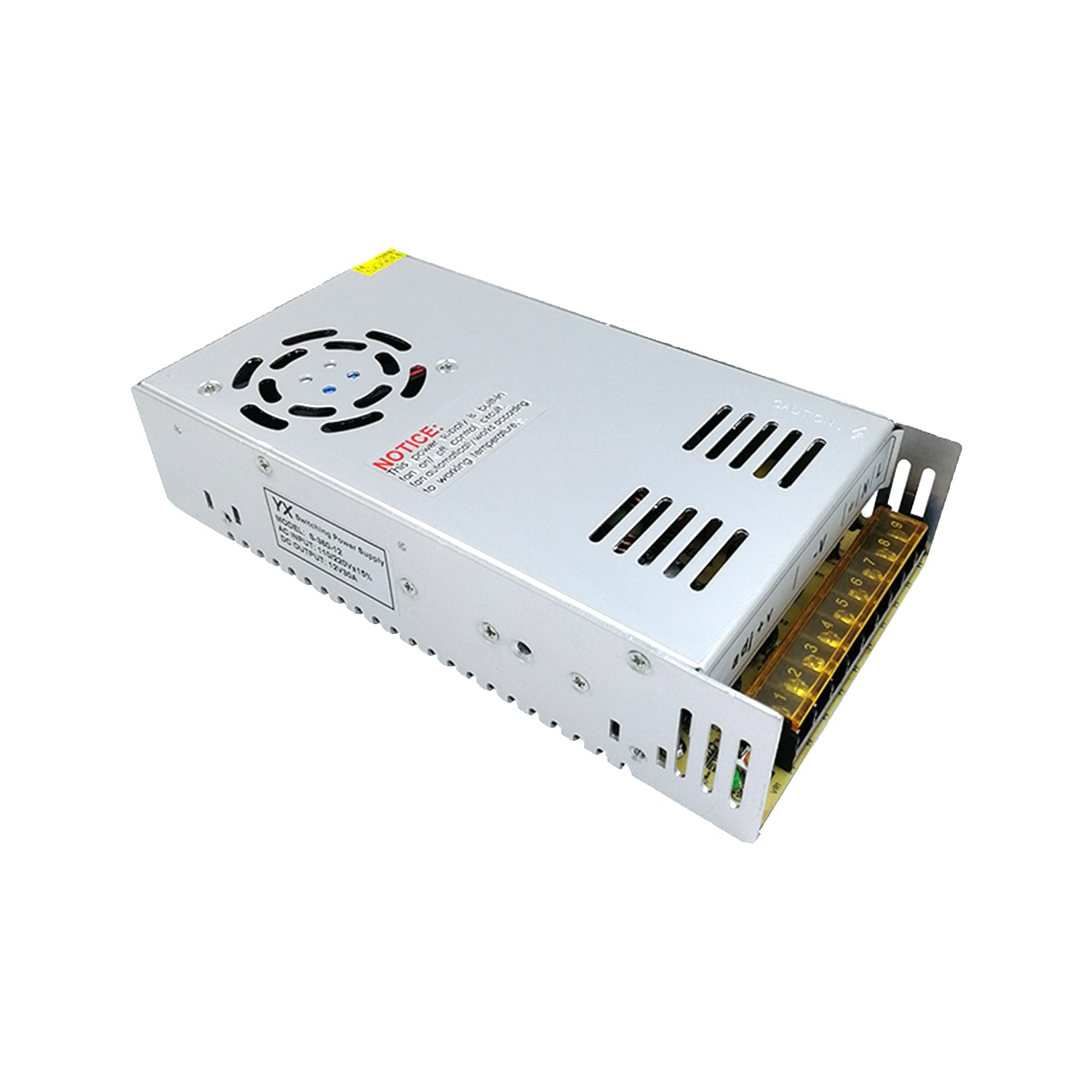 360W Indoor Switching Power Supply, 12V 30A, Active Fan Cooling, LED Power Supply for Lighting