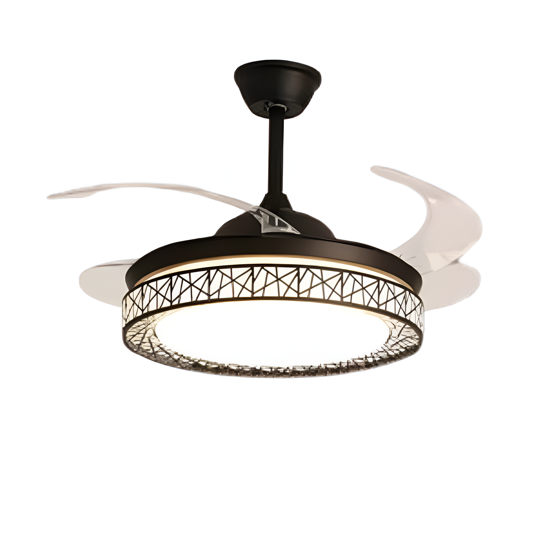 42" Invisible Ceiling Fan Light – Modern Bird Nest Design, LED with Remote Control, Quiet DC 30W Motor, Minimalist AC 110V