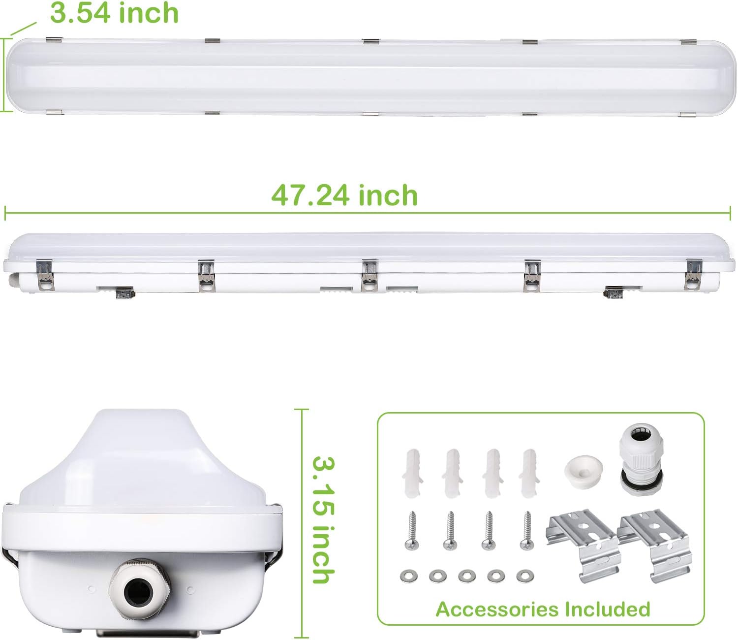 4FT LED Vapor Tight Light 40/50/60W - 3000K/4000K/5000K Selectable Wattage & CCT AC 120~277V (1Pack or 6Pack) Led Plus